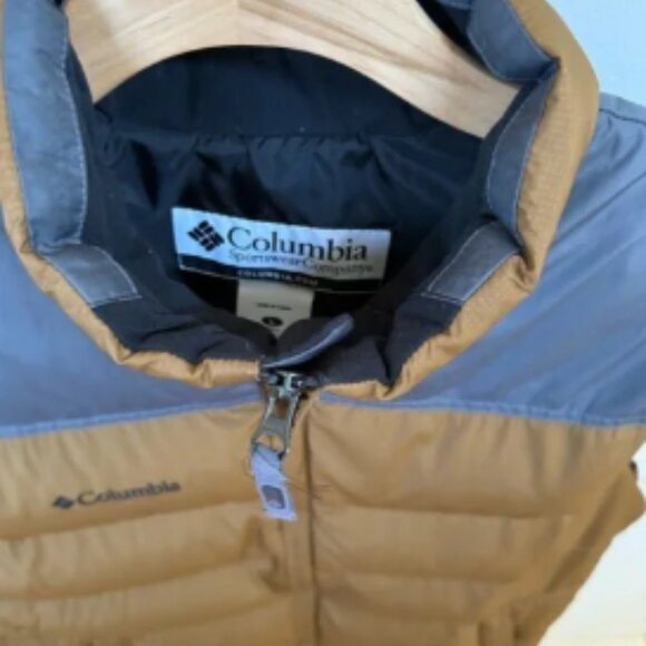 Columbia Men’s Down Vest • L • Camel & Grey - Picture 3 of 8
